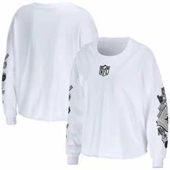 Best reviews of ❤️ Women's WEAR By Erin Andrews White NFL Celebration Cropped Long Sleeve T-Shirt ✔️