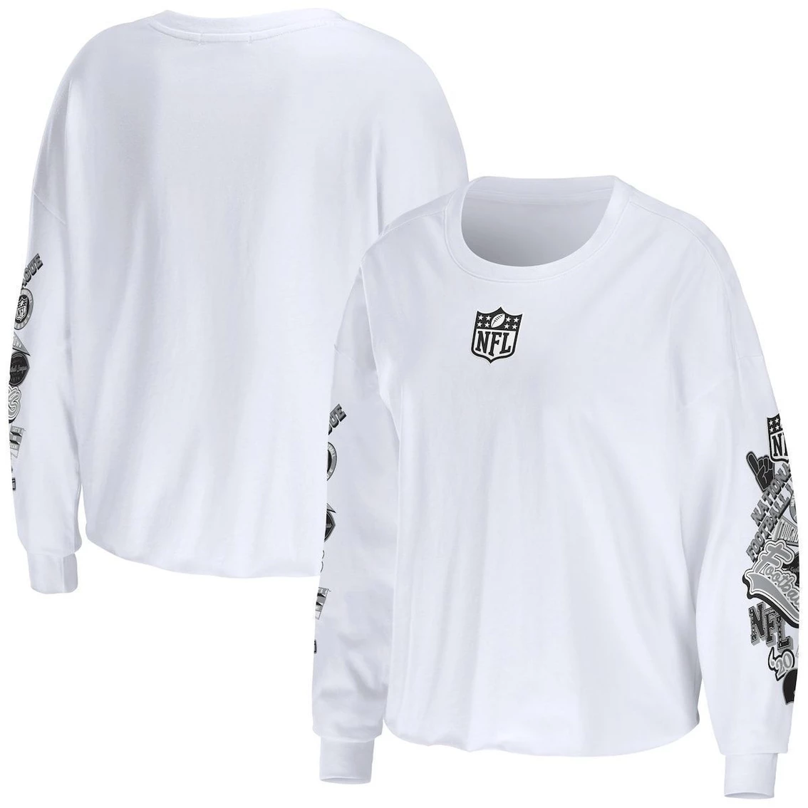 Best reviews of ❤️ Women's WEAR By Erin Andrews White NFL Celebration Cropped Long Sleeve T-Shirt ✔️ 4 Best reviews of ❤️ Women's WEAR By Erin Andrews White NFL Celebration Cropped Long Sleeve T-Shirt ✔️ - Image 2