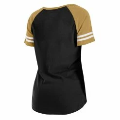 Brand new 🥰 Women's New Era Black/Gold New Orleans Saints Logo Lace-Up Raglan T-Shirt 🧨 -women‘s clothing store unnamed file 1580
