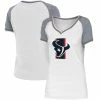 Best Pirce 🌟 Women's New Era White/Gray Houston Texans Training Camp Raglan V-Neck T-Shirt 🔥