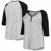 Brand new 🔥 Women's New Era Black San Francisco Giants Plus Size Space Dye 3/4-Sleeve Raglan Henley T-Shirt 🌟 -women‘s clothing store unnamed file 1589