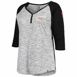 Brand new 🔥 Women's New Era Black San Francisco Giants Plus Size Space Dye 3/4-Sleeve Raglan Henley T-Shirt 🌟 -women‘s clothing store unnamed file 1591