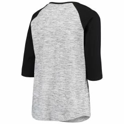 Brand new 🔥 Women's New Era Black San Francisco Giants Plus Size Space Dye 3/4-Sleeve Raglan Henley T-Shirt 🌟 -women‘s clothing store unnamed file 1592