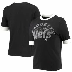 Best reviews of 🔥 Women's Junk Food Black Brooklyn Nets Slim Ringer T-Shirt ⭐