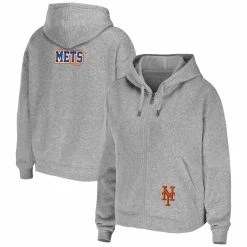 Discount 👏 Women's WEAR By Erin Andrews Heather Gray New York Mets Full-Zip Hoodie ⌛