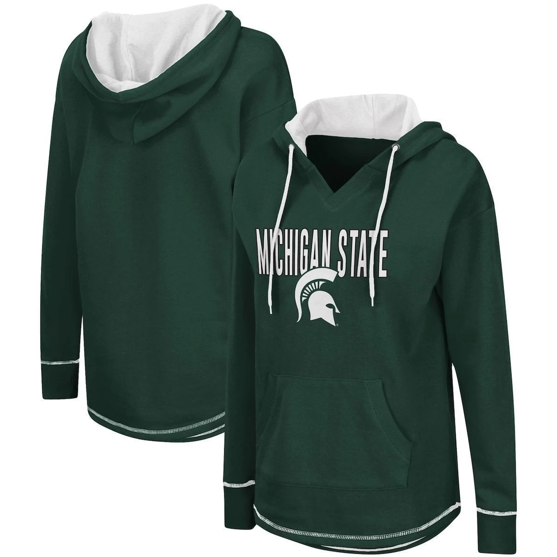 New ❤️ Women's Colosseum Green Michigan State Spartans Tunic Pullover Hoodie ❤️ 4 New ❤️ Women's Colosseum Green Michigan State Spartans Tunic Pullover Hoodie ❤️ - Image 2