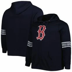 New 🎁 Profile 👩 Women's Navy/Heather Gray Boston Red Sox Plus Size Front Logo Full-Zip Hoodie 😀 -women‘s clothing store unnamed file 1691