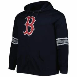 New 🎁 Profile 👩 Women's Navy/Heather Gray Boston Red Sox Plus Size Front Logo Full-Zip Hoodie 😀 -women‘s clothing store unnamed file 1692