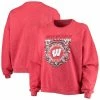 Best reviews of 🔥 Women's ZooZatz Red Wisconsin Badgers Garment Wash Oversized Vintage Pullover Sweatshirt ✨