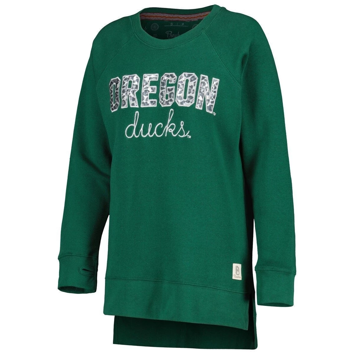 Budget π Women's Pressbox Green Oregon Ducks Steamboat Animal Print Raglan Pullover Sweatshirt π 5 Budget π Women's Pressbox Green Oregon Ducks Steamboat Animal Print Raglan Pullover Sweatshirt π - Image 3