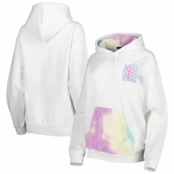 Cheap 🌟 Women's Refried Apparel White San Francisco Giants Tie-Dye Pullover Hoodie 🥰