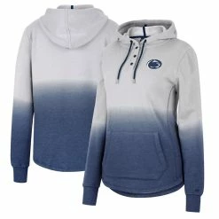 Promo ⭐ Women's Colosseum Gray/Navy Penn State Nittany Lions Aurelia Dip-Dye Quarter-Snap Pullover Hoodie 🔔 -women‘s clothing store unnamed file 1751