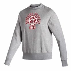 Hot Sale 🔥 Women's Adidas Heathered Gray Nebraska Huskers Vintage Circle Pullover Sweatshirt ✨ -women‘s clothing store unnamed file 1760