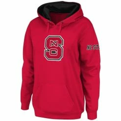 Wholesale 👏 Women's Stadium Athletic Red NC State Wolfpack Big Logo Pullover Hoodie 😉