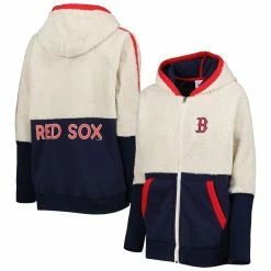 Deals ✨ Women's G-III 4Her By Carl Banks Oatmeal/Navy Boston Red Sox Shuffle It Raglan Full-Zip Hoodie 🎁