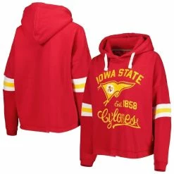 Best deal 🥰 Women's Pressbox Cardinal Iowa State Cyclones Super Pennant Pullover Hoodie ⭐