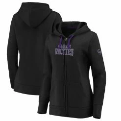 Best Sale ⌛ Women's Fanatics Branded Black Colorado Rockies Primary Logo Team Block Full-Zip Hoodie 🎁