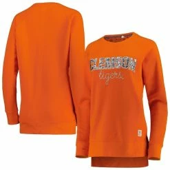 Cheapest 🎉 Women's Pressbox Orange Clemson Tigers Steamboat Animal Print Raglan Pullover Sweatshirt ✨ -women‘s clothing store unnamed file 1827