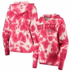 Flash Sale 🌟 Women's Colosseum Scarlet Ohio State Buckeyes Shavonee Tie-Dye Pullover Hoodie 😍 -women‘s clothing store unnamed file 1839