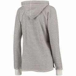 Best Pirce 🔥 Women's Blue 84 Cream Miami Hurricanes Striped French Terry V-Neck Hoodie ✨ -women‘s clothing store unnamed file 1845