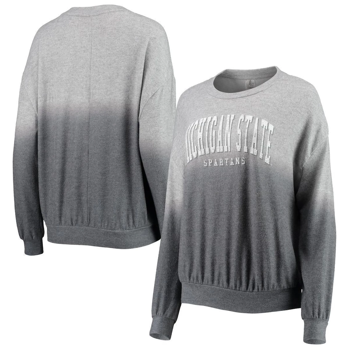 Discount π Women's Gameday Couture Charcoal/Gray Michigan State Spartans Slow Fade Hacci Ombre Pullover Sweatshirt π 3 Discount π Women's Gameday Couture Charcoal/Gray Michigan State Spartans Slow Fade Hacci Ombre Pullover Sweatshirt π