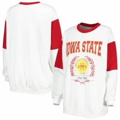 Flash Sale ⭐ Women's Gameday Couture White Iowa State Cyclones It's A Vibe Dolman Pullover Sweatshirt 😀