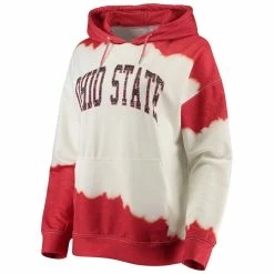 Best Pirce 👏 Women's Gameday Couture White/Scarlet Ohio State Buckeyes For The Fun Double Dip-Dyed Pullover Hoodie 😀 -women‘s clothing store unnamed file 1911