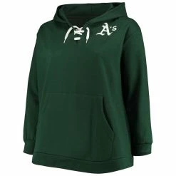 Flash Sale ✨ Profile 👩 Women's Green Oakland Athletics Plus Size Lace-Up V-Neck Pullover Hoodie ⭐ -women‘s clothing store unnamed file 1931