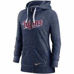 Flash Sale 😍 Women's Nike Heathered Navy Minnesota Twins Wordmark Gym Vintage Raglan Full-Zip Hoodie 😀 -women‘s clothing store unnamed file 1951