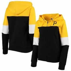 Buy 🧨 Women's New Era Black Pittsburgh Pirates Colorblock French Terry Full-Zip Hoodie 🔥 -women‘s clothing store unnamed file 1976
