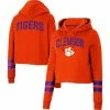 Buy 😍 Women's Colosseum Orange Clemson Tigers Throwback Stripe Cropped Pullover Hoodie 🧨 -women‘s clothing store unnamed file 1979
