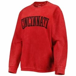 Buy 🤩 Women's Pressbox Red Cincinnati Bearcats Comfy Cord Vintage Wash Basic Arch Pullover Sweatshirt 🤩 -women‘s clothing store unnamed file 1989