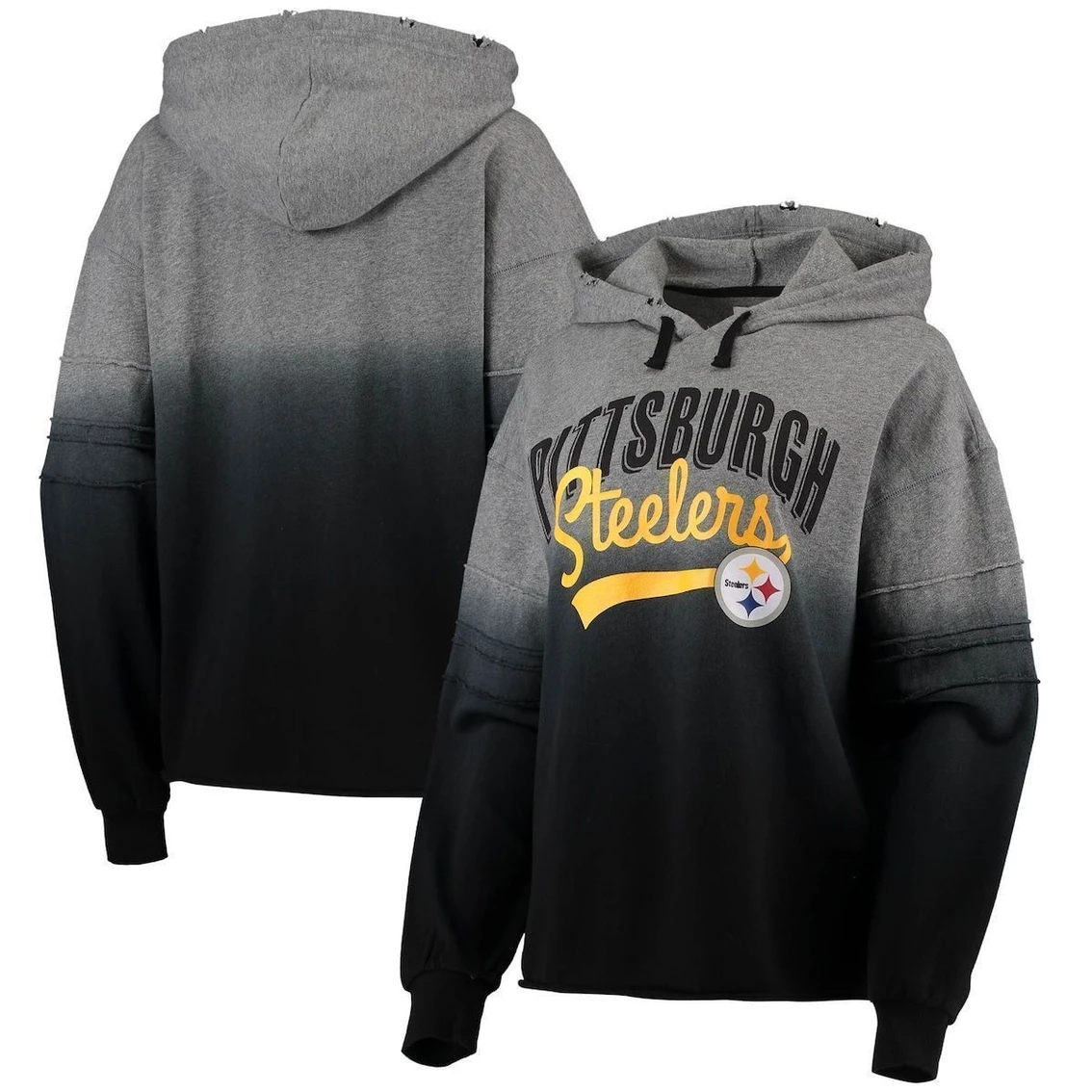 Outlet 🤩 Women's Touch Heathered Gray/Black Pittsburgh Steelers Superstar Dip-Dye Pullover Hoodie 🤩 3 Outlet 🤩 Women's Touch Heathered Gray/Black Pittsburgh Steelers Superstar Dip-Dye Pullover Hoodie 🤩