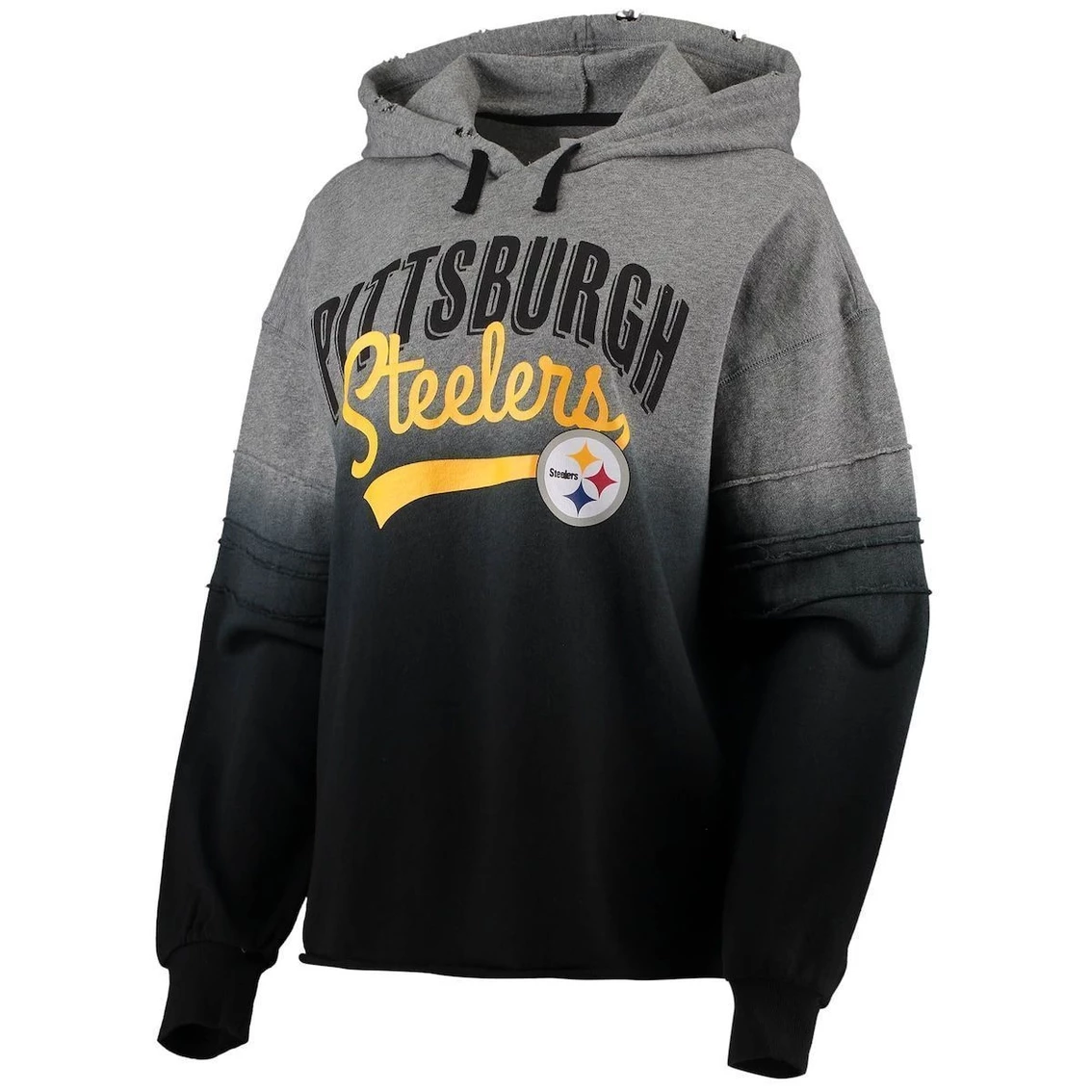 Outlet 🤩 Women's Touch Heathered Gray/Black Pittsburgh Steelers Superstar Dip-Dye Pullover Hoodie 🤩 5 Outlet 🤩 Women's Touch Heathered Gray/Black Pittsburgh Steelers Superstar Dip-Dye Pullover Hoodie 🤩 - Image 3