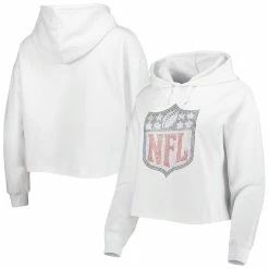 Best reviews of ⭐ Women's Cuce White NFL Crystal Logo Cropped Pullover Hoodie 👍