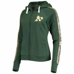 Wholesale 👏 Women's G-III 4Her By Carl Banks Green Oakland Athletics Game Changer Raglan Full-Zip Hoodie 😍 -women‘s clothing store unnamed file 2013