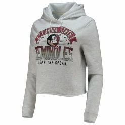 Budget 🥰 Women's League Collegiate Wear Ash Florida State Seminoles Banner 1636 Cropped Pullover Hoodie 🌟 -women‘s clothing store unnamed file 2021