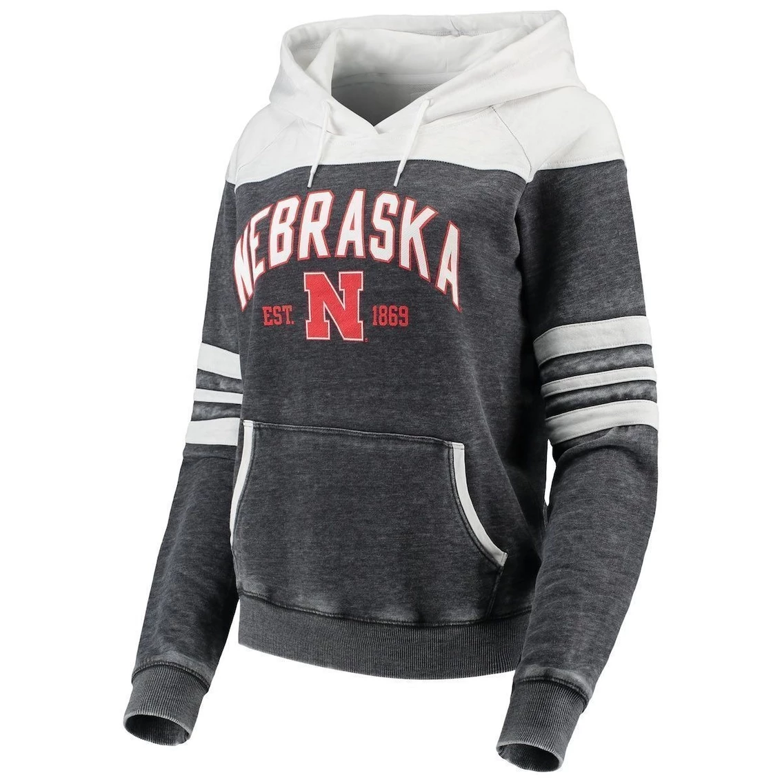 Coupon π― Camp David π© Women's Heathered Charcoal/White Nebraska Huskers Blitz Sleeve Striped Blocked Raglan Hoodie π€© 5 Coupon π― Camp David π© Women's Heathered Charcoal/White Nebraska Huskers Blitz Sleeve Striped Blocked Raglan Hoodie π€© - Image 3