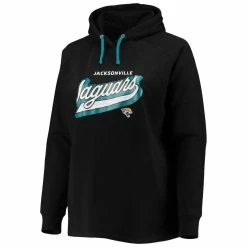 Discount 🌟 Women's Fanatics Branded Black Jacksonville Jaguars Plus Size First Contact Raglan Pullover Hoodie ⌛ -women‘s clothing store unnamed file 2029