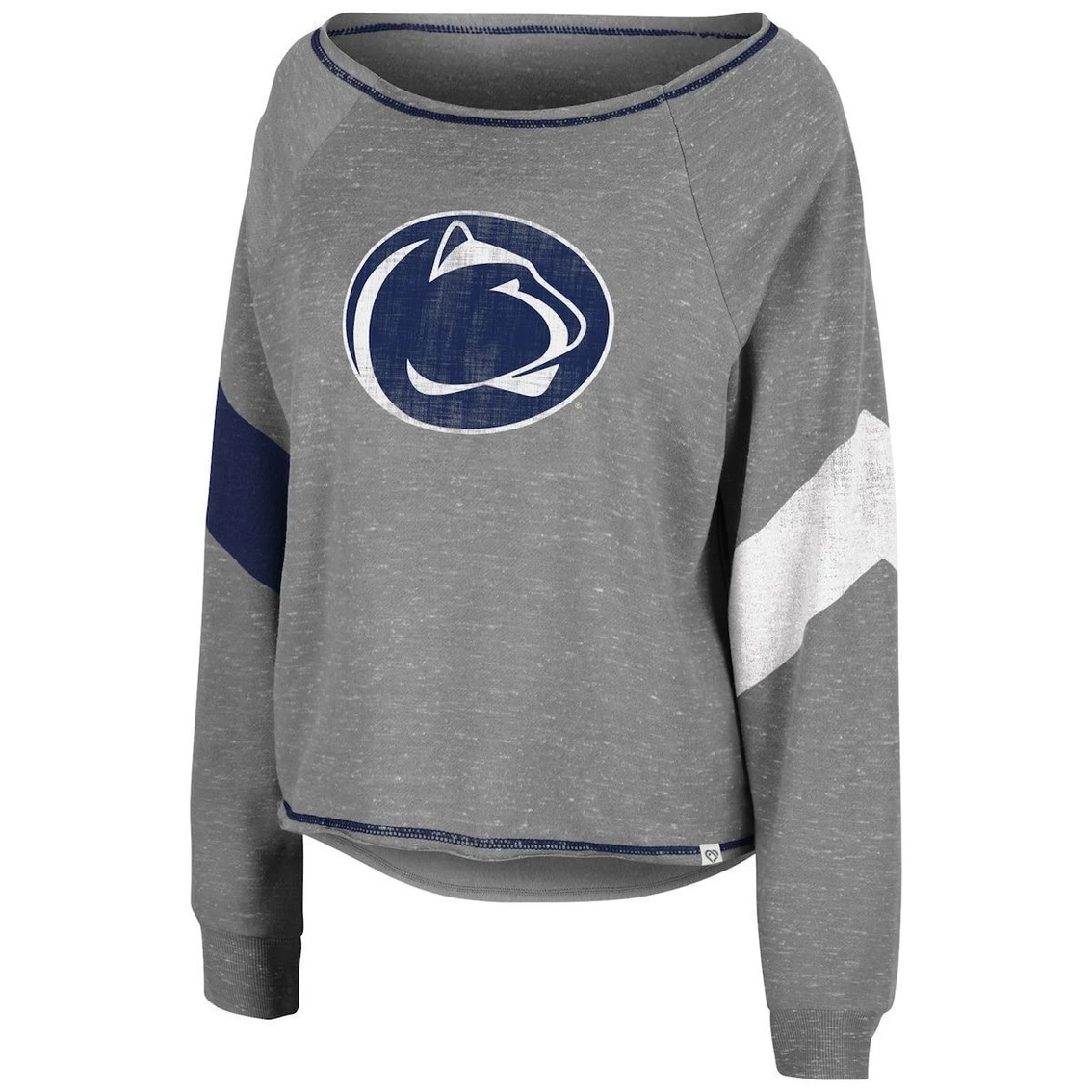 Flash Sale π Women's Colosseum Heathered Gray Penn State Nittany Lions Amped Chevron Stripe Raglan Boat Neck Pullover Sweatshirt π₯° 5 Flash Sale π Women's Colosseum Heathered Gray Penn State Nittany Lions Amped Chevron Stripe Raglan Boat Neck Pullover Sweatshirt π₯° - Image 3