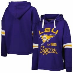 Best Sale ✔️ Women's Pressbox Purple LSU Tigers Super Pennant Pullover Hoodie 🥰