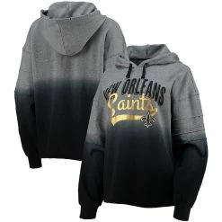 Deals 🛒 Women's Touch Heathered Gray/Black New Orleans Saints Superstar Dip-Dye Pullover Hoodie 👏