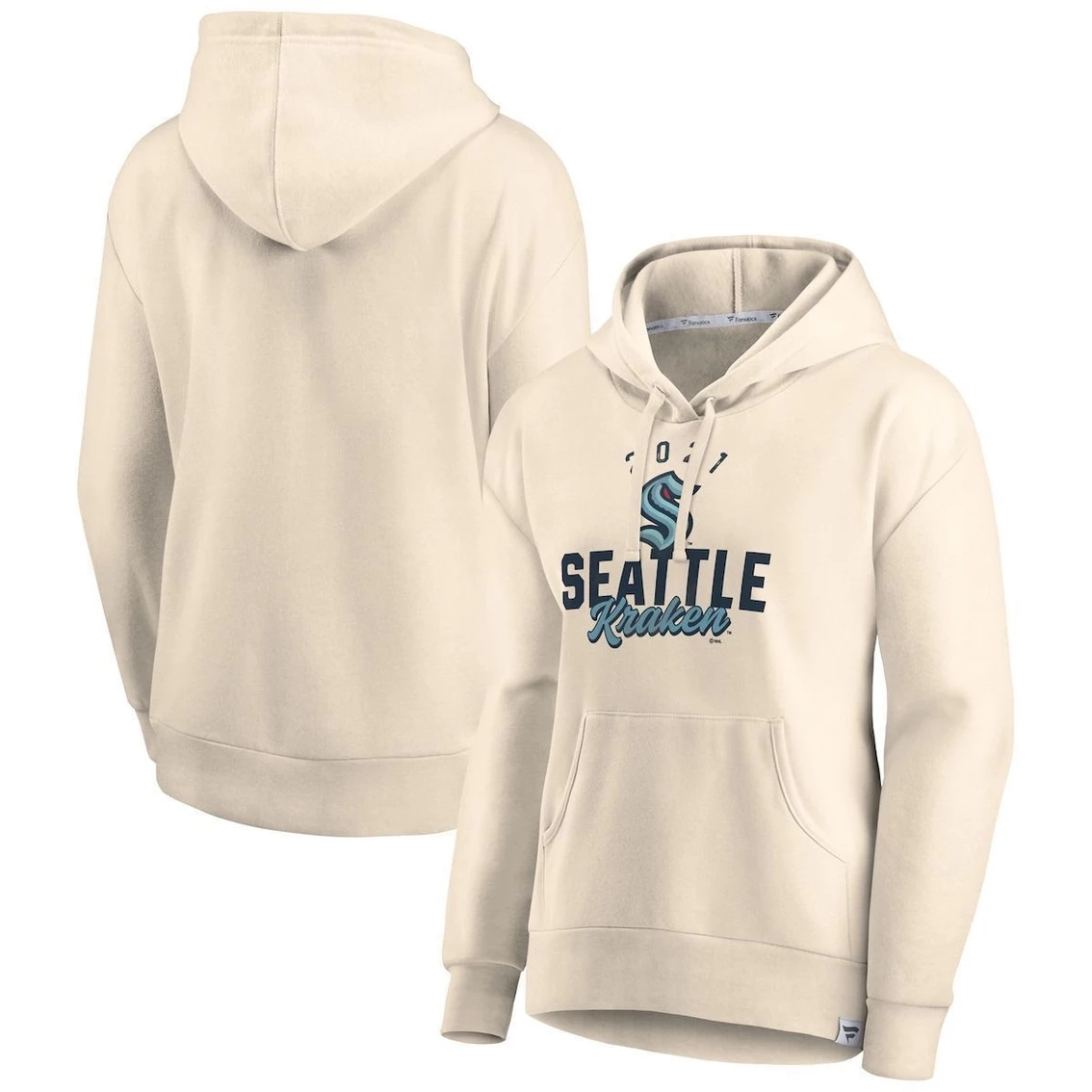Brand new π Women's Fanatics Branded Oatmeal Seattle Kraken Carry The Puck Pullover Hoodie Sweatshirt π 4 Brand new π Women's Fanatics Branded Oatmeal Seattle Kraken Carry The Puck Pullover Hoodie Sweatshirt π - Image 2