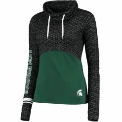 Hot Sale ✔️ Women's Colosseum Black/Green Michigan State Spartans Scaled Cowl Neck Pullover Hoodie 🛒 -women‘s clothing store unnamed file 2084