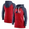 New 🎉 Women's Nike Heathered Red/Heathered Navy Minnesota Twins Split Wordmark Gym Vintage Raglan Slub Full-Zip Hoodie 🌟