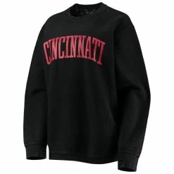 Promo 🤩 Women's Pressbox Black Cincinnati Bearcats Comfy Cord Vintage Wash Basic Arch Pullover Sweatshirt 🔥 -women‘s clothing store unnamed file 2104