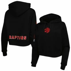 Best Pirce 😀 Women's Pro Standard Black Toronto Raptors Classic Fleece Cropped Pullover Hoodie 🎉