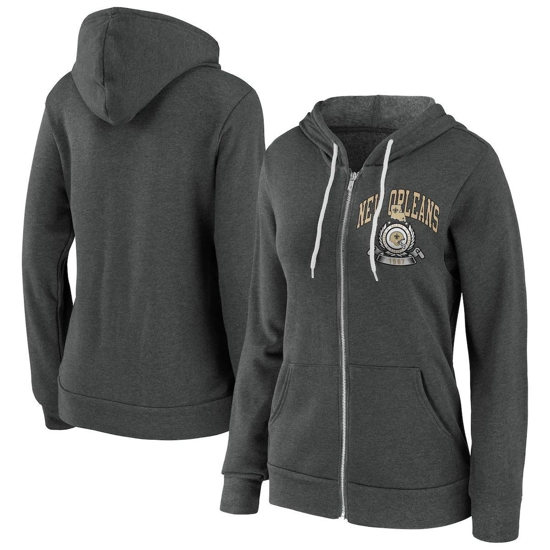 Hot Sale π€© Women's WEAR By Erin Andrews Charcoal New Orleans Saints Fleece Full-Zip Hoodie βοΈ 4 Hot Sale π€© Women's WEAR By Erin Andrews Charcoal New Orleans Saints Fleece Full-Zip Hoodie βοΈ - Image 2