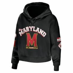 Top 10 👍 Women's WEAR By Erin Andrews Black Maryland Terrapins Mixed Media Cropped Pullover Hoodie 👍 -women‘s clothing store unnamed file 2158