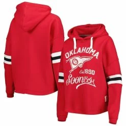 Promo 🔔 Women's Pressbox Crimson Oklahoma Sooners Super Pennant Pullover Hoodie 👍 -women‘s clothing store unnamed file 2217